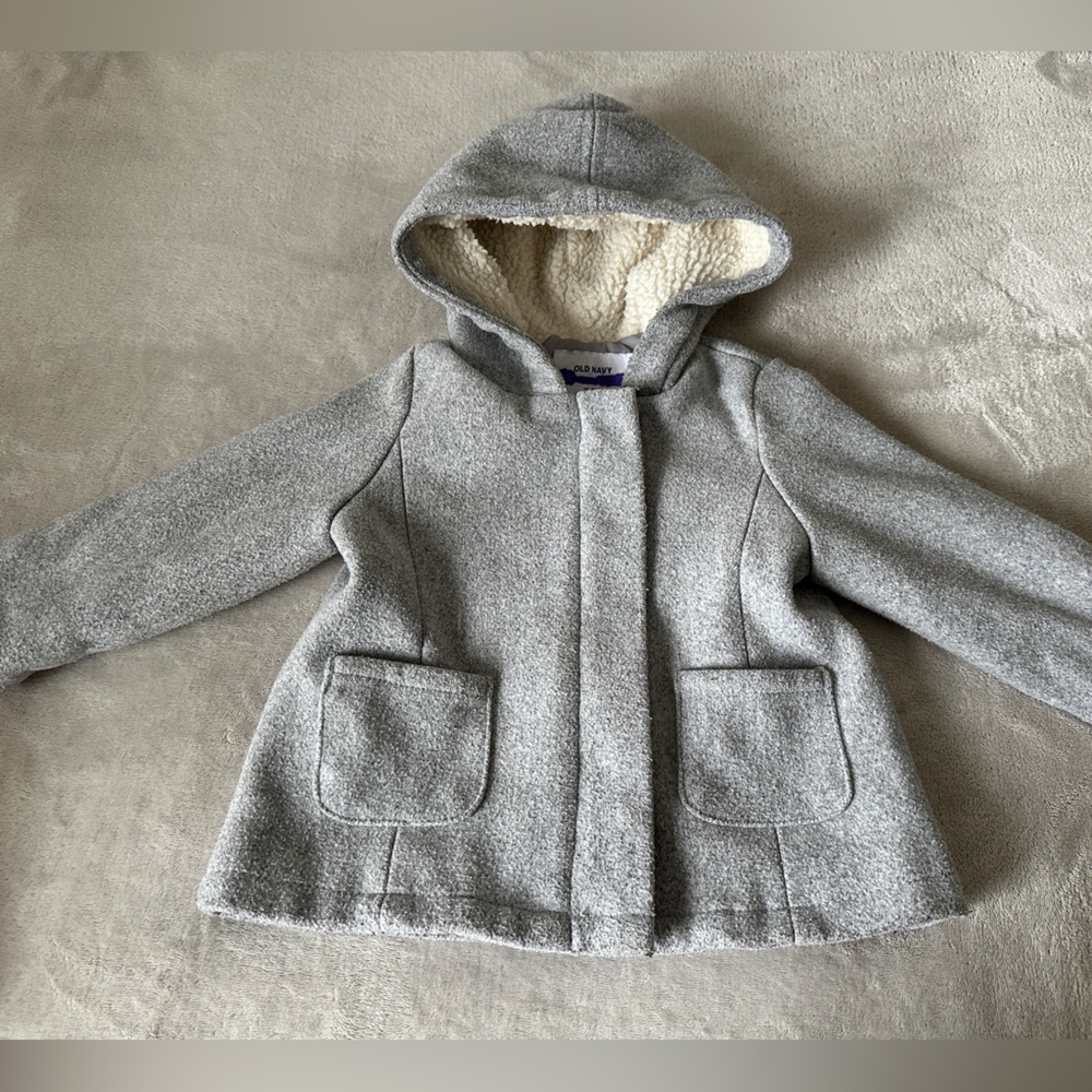 Old Navy Light Gray Kids Pea Coat with Hood